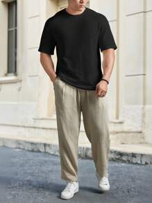 EASEVO 男士加大码休闲印花圆领短袖T恤