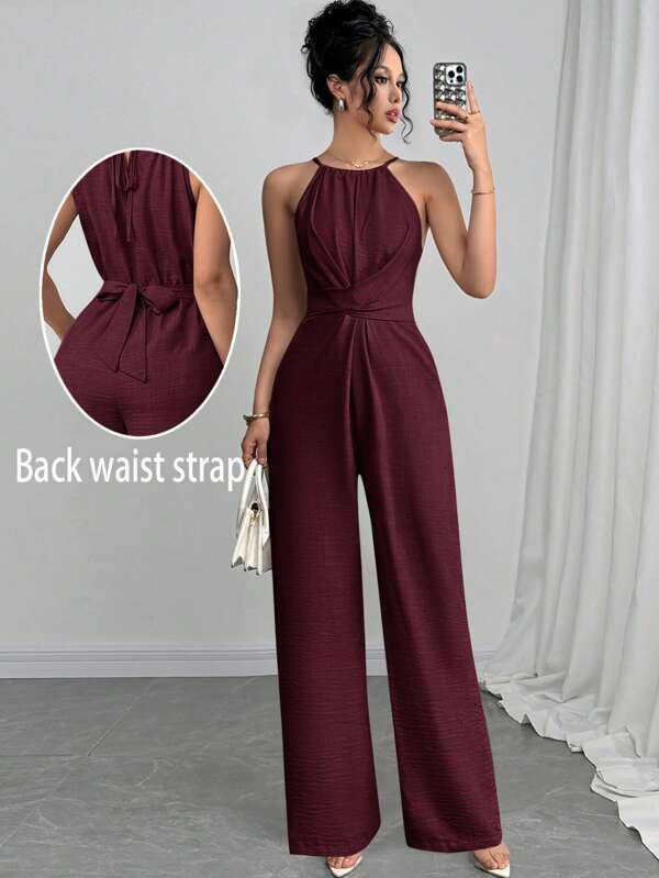 Firerie Monos casuales sin mangas de unicolor con la cintura ajustada, apropiados para el transporte