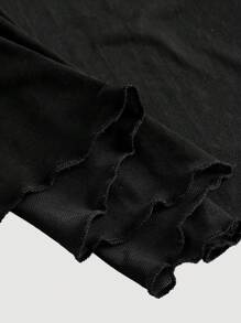 SHEIN MOD 女式荷叶边蕾丝鱼尾裙，复古风，嬉皮士风，节日，狂欢节，春假，西部女装，乡村风，海滩风，90年代服装，春夏女装，端庄女装，蕾丝夏裙，蕾丝裙，荷叶边裙 - 黑色 - 查看 4