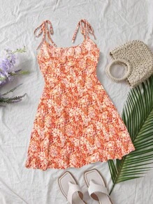 Breezaya Váy suông xếp ly in hoa cho năm mới Quần áo ngắn mini cho nữ - Nhiều màu - Xem 2