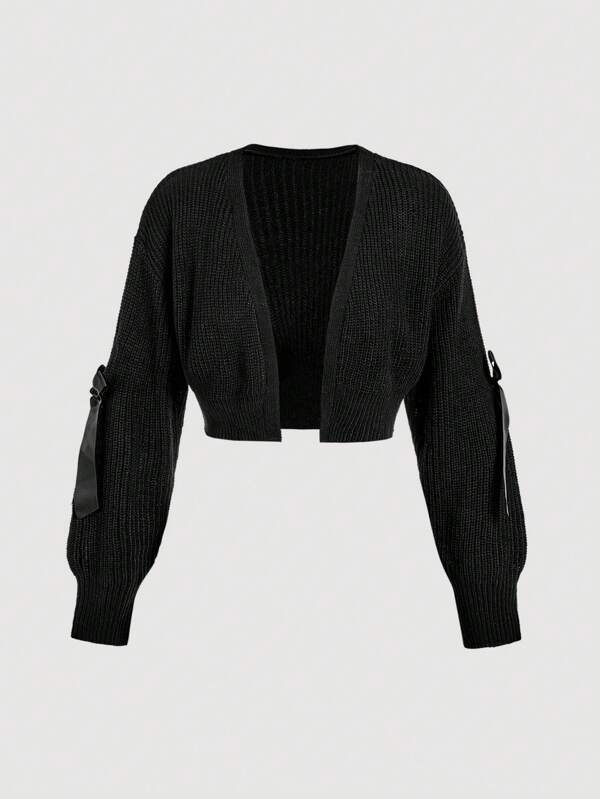 SHEIN MOD Bowknot Short Casual Loose Knit Cardigan