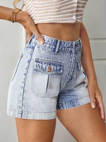 EMERY ROSE Women's Casual Washed Denim Cargo Shorts