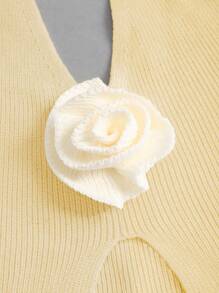 Sweetra Women's Solid Color Simple Knitted Top With Halter For Daily Wear Y2K Christmas Holiday Party Top - Yellow - View 3