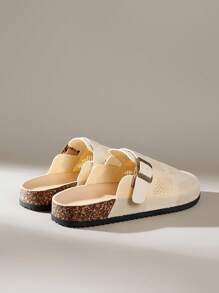 Solecia CUCCOO Women's Round Toe Adjustable Buckle Casual Mules - Beige - View 4