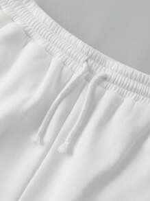 SHEIN Girlism Teen Girls Hoodie & Casual Loose Sporty Number & Letter V-Neck Raglan Sweatshirt & Printed Drawstring Waist Cuffed Sweatpants Co-Ord Set, Autumn/Winter Fall - Blue and White - View 6