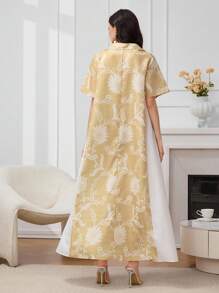 Yasmyna 女士花卉印花短袖休闲旅行连衣裙 - 黃色 - 查看 6