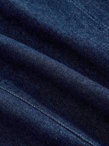 MOD Vestido de mezclilla casual de verano para mujer con cuello redondo y cremallera en la espalda - Azul lavado medio - Ver 8