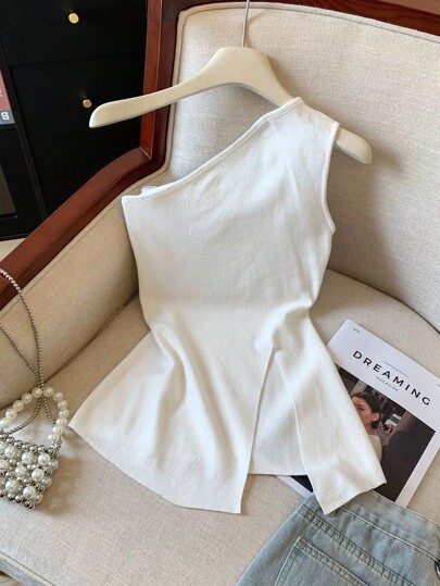 GlowEve Top de tirantes de cuello alto de unicolor casual de verano