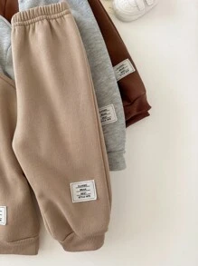 6 件套女婴休闲字母印花纯色运动衫和松紧腰裤，秋冬 - 彩色 - 查看 5