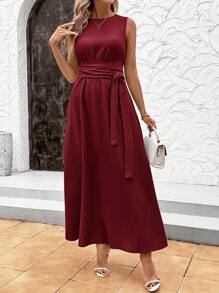 Ellevyn Vestido sin mangas de unicolor para mujer, elegante para el verano