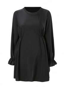 Swim Mulvari 2pcs/Set Women Oversized Modest Solid Black Long Sleeve & Pants Casual Swimsuit For Summer Beach Vacation