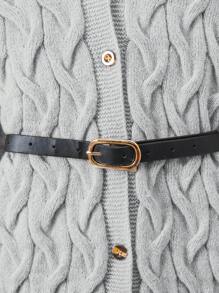 SHEIN Áo len cardigan dài quá khổ cho bé gái có mũ trùm đầu, phong cách thường ngày - Xám - Xem 9