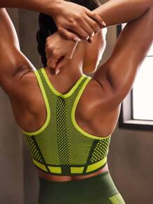 Powerista 女士撞色工字背运动文胸 - 綠色 - 查看 7