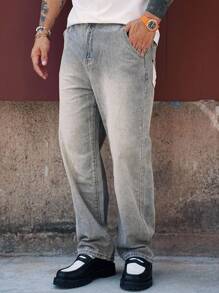 DAZY Jeans in denim blu lavato tinta unita, da uomo, per primavera/estate