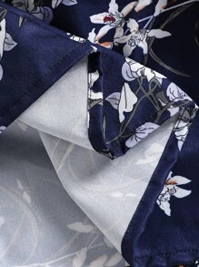 2 件套年轻女孩花卉印花吊带背心连衣裙和休闲夹克夏季度假服装套装 - 黑色 - 查看 6