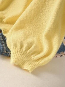 CosyJoli 大码休闲宽松基本款黄色圆领开衫 - 黃色 - 查看 6