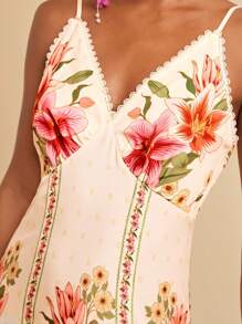 Travachic 夏季度假休闲花卉印花细肩带连衣裙 - 粉色 - 查看 1
