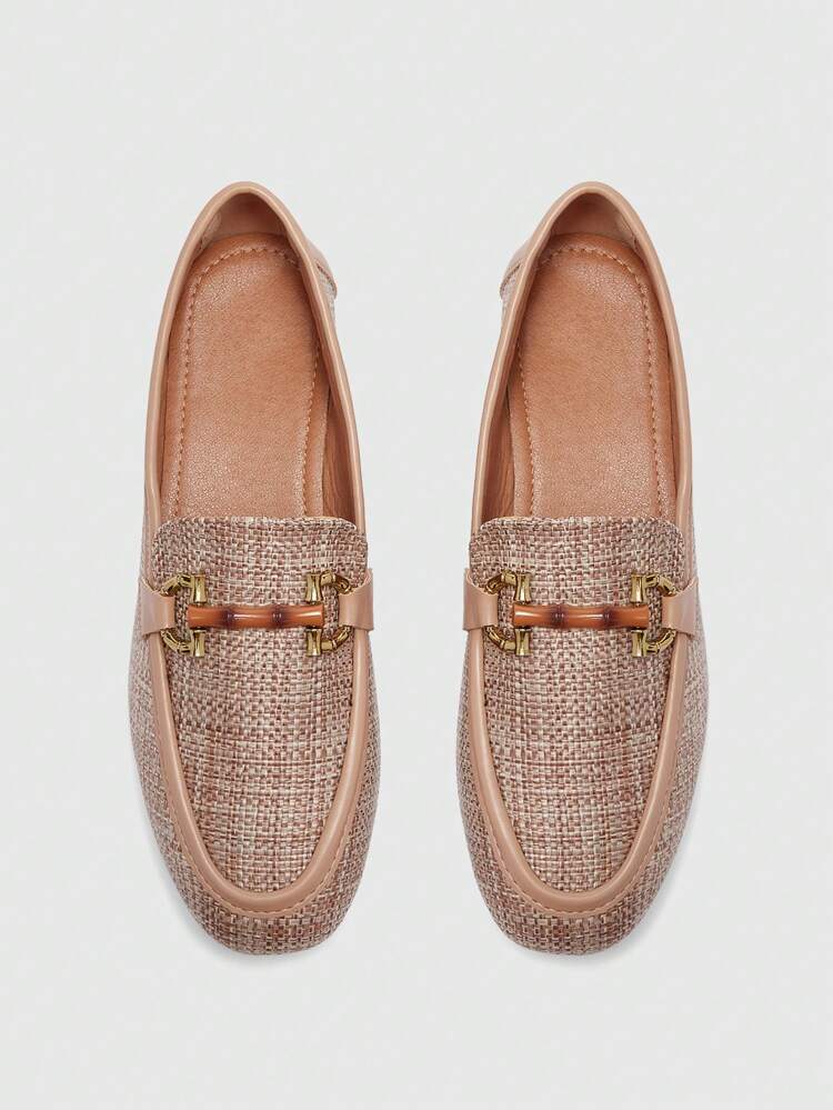 Retro Buckle Decor Flat Gray Casual Loafers For Women, Versatile British Style, Spring & Summer