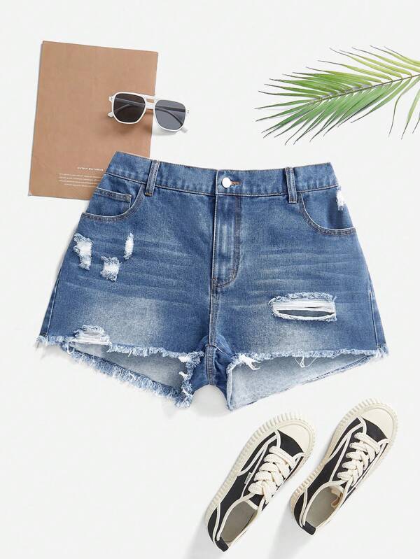 EMERY ROSE Plus Size Casual Street Style Summer Denim Shorts