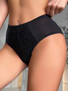 SHEIN Chiloți eleganți pentru femei, cu talie medie, din dantelă florală, model patchwork