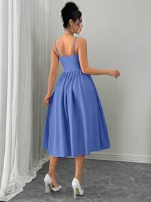 Rafferiza Fashionable Versatile Date & Party Spaghetti Strap Waist Flared Dress For Women, Autumn/Winter Summer Dress