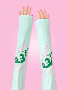 THE POWERPUFF GIRLS X SHEIN 1 paire de manches élégantes et mignons avec motif renoncule - Vert - Voir 3