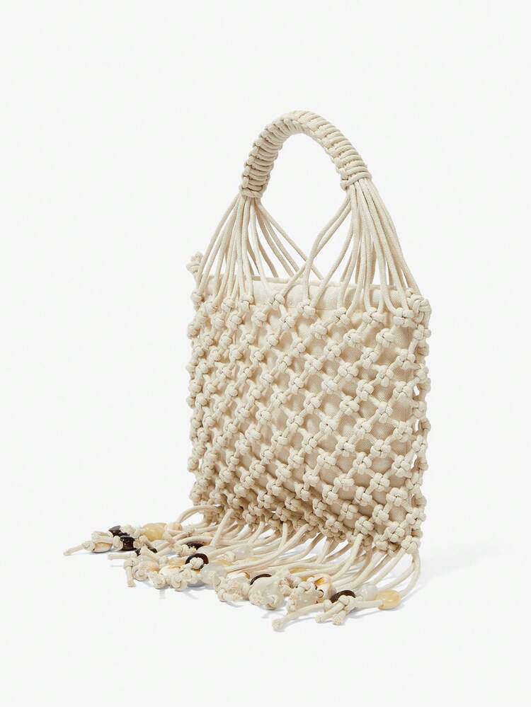 SHEIN Maija Torebka z frędzlami i koralikami na wakacje i wypoczynek