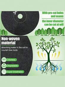 2pcs Non Woven Tree Mulch Ring,Reusable Tree Mulch Ring Non Woven Landscape Fabric For Gardening Landscaping Control Root Protection,Fruit Tree/Orchard/Lawn Non-Woven Fabric Gardening Landscape Fabric Cover - Multicolor - View 7