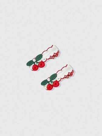 Fairycore Cute Cherry Plaid Hair Clip, Suitable For Daily Wear