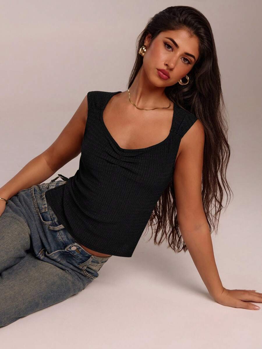 SHEIN Forever 21 海滩度假 夏季文艺复兴博览会 乡村音乐会 Y2K 上衣 毕业典礼 外出露背上衣 音乐节 机场 复活节 波西米亚风夏季上衣 女士夏季 夏季母亲节 毕业典礼上衣 教堂女士 女士上衣 - 黑色 - 查看 1