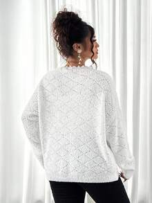 Elenzga Plus Size Elegant Delicate Lace Button-Up Cardigan Fall Winter Cloth For Women Autumn - White - View 2