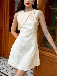 Vintamour Vintage Elegant Women Floral Jacquard Satin Mini Dress Casual Holiday Summer Dresses For Women Summer Outfits For Women Summer Dress Vacation Outfits Woman Wedding Guest Dress Women Birthday Dresses For Women Vacation Outfits Women Country Concert Outfit Elegant Dresses For Women Birthday Outfits For Women White Outfits For Women Vacation Dress Casual Dresses For Woman Festival Outfits For Women Brunch Outfits For Women Vacation Dresses - Apricot - View 8