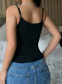 Chiquease Ruffle Trim 3D Flower Decor Cami Top