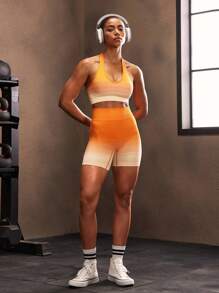 Powerista Áo ngực thể thao sọc Racerback hàng ngày cho nữ - trái cam - Xem 5