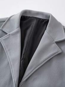 Manfinity Mode Men Solid Color Lapel Neck Single-Breasted Casual Woolen Coat Men Long Coat Men Coat Wedding Jacket For Men Men Winter Coat Cashmere Men S Clothing Men S Church Clothes Grey Jacket - Light Grey - View 5