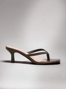 SHUZIA Giày cao gót đế vuông Clean Girl Aesthetic Kitten Heel Slip-Ons PU bóng màu dầu Chocolate quai quai - Thiết kế cao cấp, thoải mái tinh tế cho bữa trưa đến buổi tối - Màu nâu Sô-cô-la - Xem 5