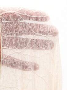 DAZY Solid Tie Front Sheer Top Without Camisole Long Sleeve Women Tops