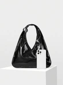 MOTF PREMIUM IRONMONGERY PU LEATHER TOP HANDLE BAG - Black - View 4