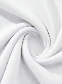 ROMWE MEN The White Lotus 运动休闲男士T恤，白色莲花图案，整体风格简约，宽松版型适合休闲穿着 - 白色 - 查看 5