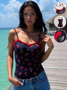 Teen Girl Casual Ditsy Floral Romper For Summer