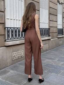 Pariaura 女士优雅无袖棕色连体衣，适合度假和夏季穿着