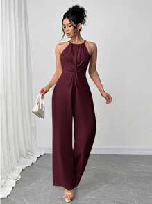 Firerie 女士纯色休闲无袖腰连体裤，适合通勤