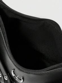 ROMWE Goth 女士时尚百搭休闲简约单肩包 - 黑色 - 查看 5