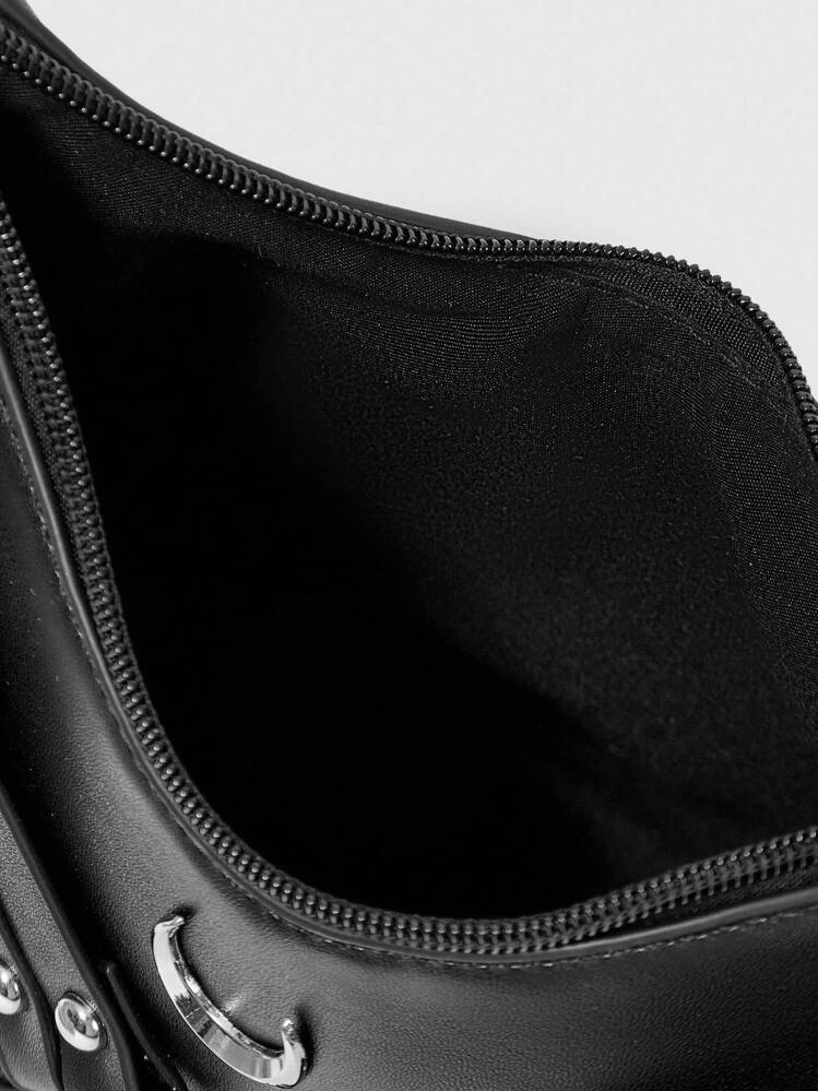 Goth Dammode Mångsidig Avslappnad Minimalistisk Axelväska - Svart - Visa 5