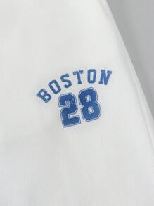 SHEIN Girlism Teen Girls Hoodie & Casual Loose Sporty Number & Letter V-Neck Raglan Sweatshirt & Printed Drawstring Waist Cuffed Sweatpants Co-Ord Set, Autumn/Winter Fall - Blue and White - View 10