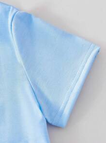 小男孩基本款短袖 T 恤 + 黑色短裤套装 - 多色 - 彩色 - 查看 4