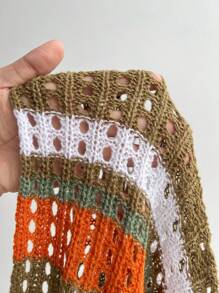 Maweii Plus Women's Knitted Cardigan, Half-Sleeve Sexy Party Vacation Spring And Summer Style Festival Rave Cardigan - Multicolor - View 3