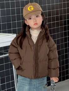 Dazy Kids Young Girl Cotton Padded Fall/Winter Coat - Coffee Brown - View 8