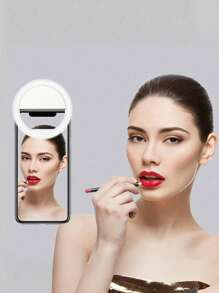 SHEIN 1pc USB Rechargeable Selfie Ring Light LED With 3 Brightness Modes, Comes With USB Charging Cable, Suitable For Selfie Ring Light Supplementary Lighting Night Dark Selfie Enhanced Mobile Phone Photography, Portable Fill Light For Live Streaming