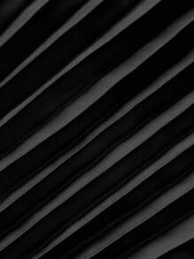 Maweii Robe élégante à encolure en V, manches courtes, taille froncée et dos nu pour grandes tailles - Noir - Voir 6